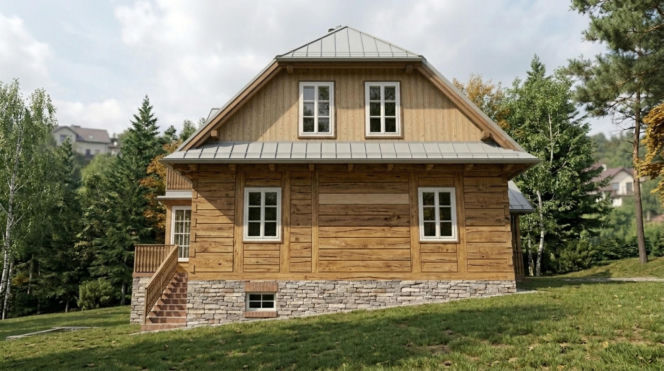 Wizualizacja - odbudowa budynku plebanii pod Krakowem