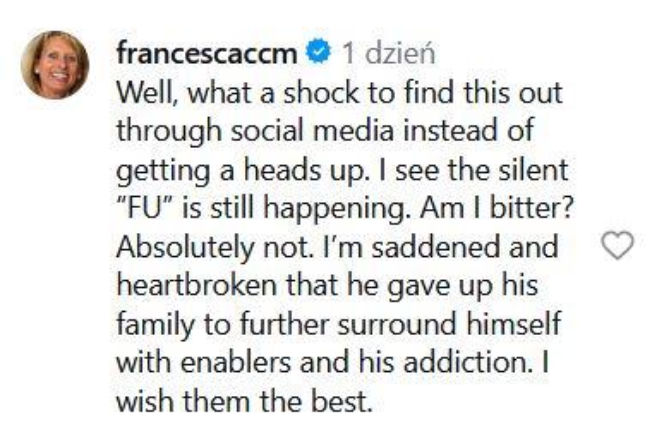 Komentarz byłej żony Jamesa Hetfielda