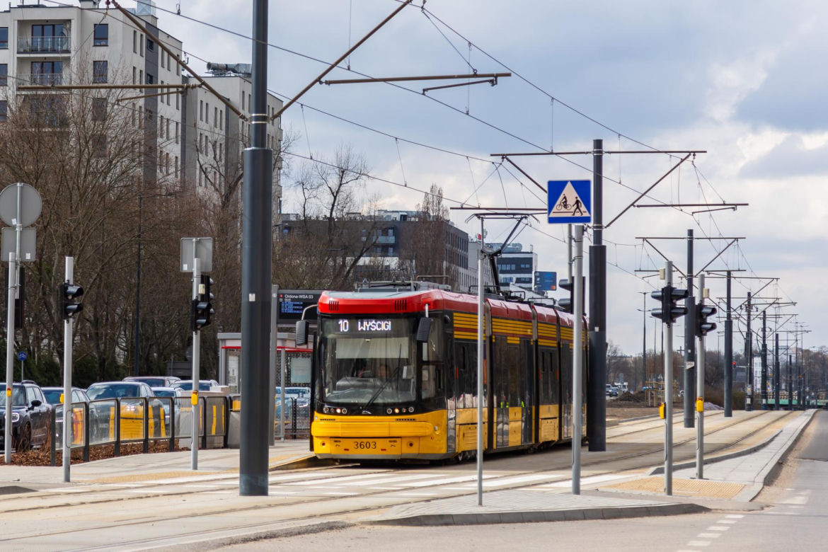 Tramwaj na Kasprzaka i Wolskiej w Warszawie