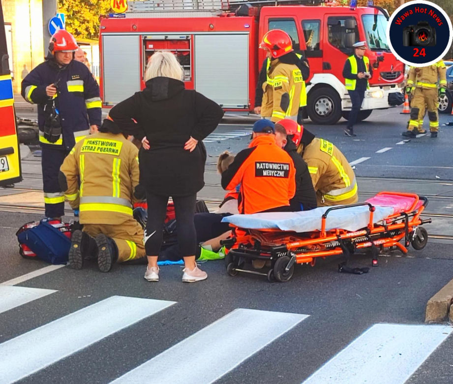 Poważny wypadek na Mokotowie. Motocyklista w szpitalu