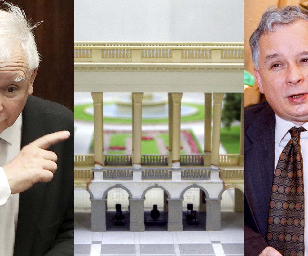 Jarosław Kaczyński, Lech Kaczyński, makieta Pałacu Saskiego