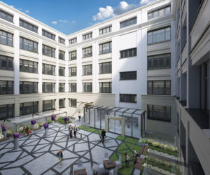 Zielone atrium w największym budynku kompleksu biurowców Dzielna 60 