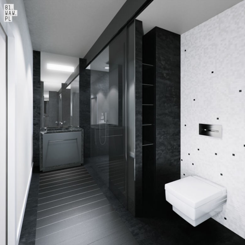 Apartament w czerni i w bieli. Projekt pracowni 81.WAW.pl