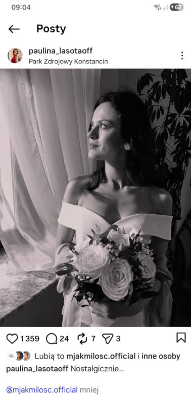 M jak miłość na planie. Kasia (Paulina Lasota) w sukni ślubnej. Weźmie ślub z Mariuszem?