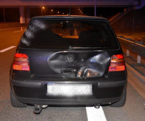 Wypadek na autostradzie A4. Motocyklista wjechał w samochód osobowy
