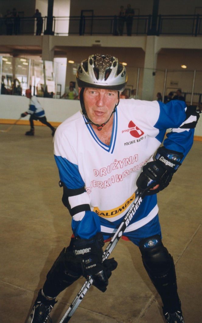 Karol Strasburger ćwiczy