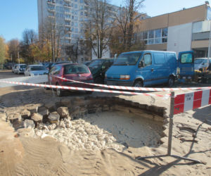 Zalany parking na Bródnie