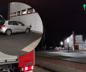 Samochód osobowy wjechał w kościół w Siechnicach 