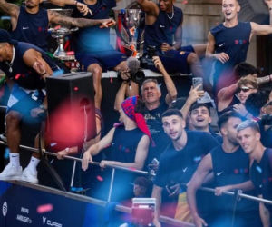 Robert Lewandowski i Wojciech Szczęsny na fecie Barcelony