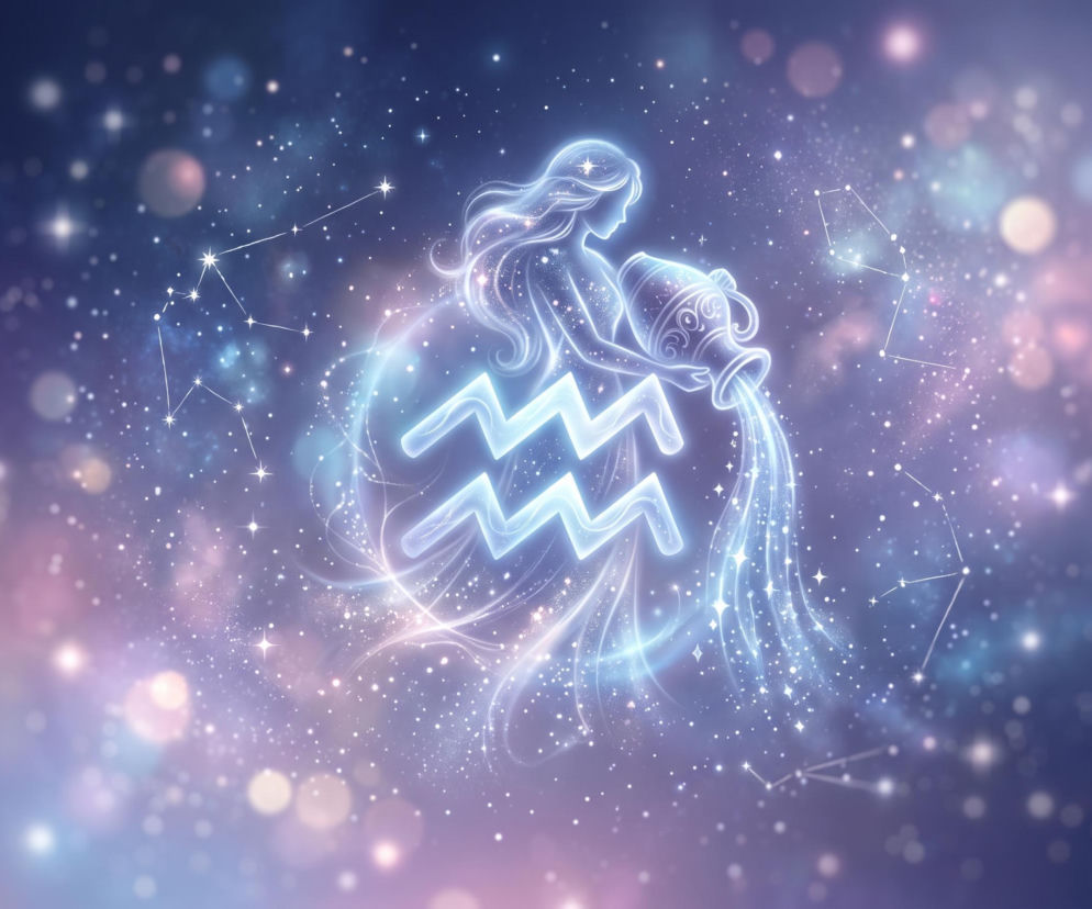 Znak zodiaku Wodnik na tle rozgwieżdżonego nieba. O szansach dla Wodnika i jego horoskopie przeczytasz w Eska.
