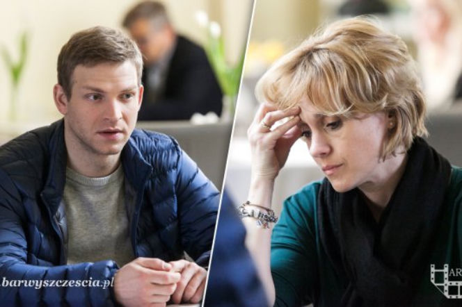 Barwy szczęścia odc. 1293. Dominika Sadowska (Aleksandra Woźniak), Łukasz (Michał Rolnicki)