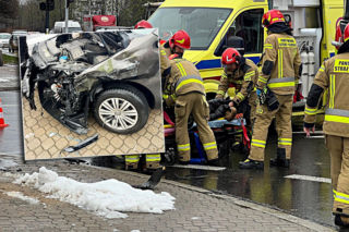 Wypadek na Maczka w Warszawie. Trzy osoby w szpitalu, ogromne utrudnienia