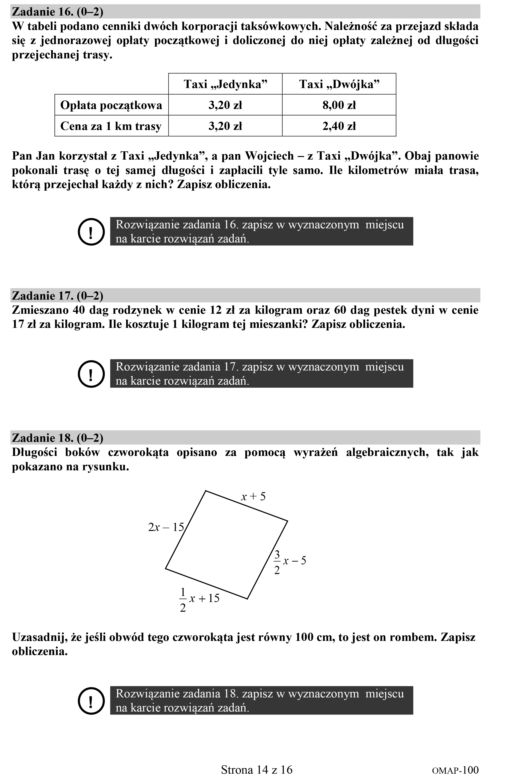 Egzamin ósmoklasisty 2020 matematyka