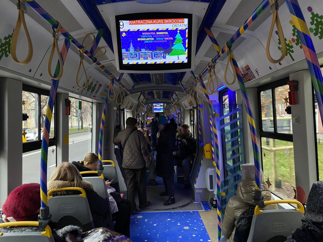 Świąteczny tramwaj w Warszawie