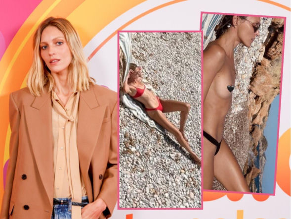 Długonoga Anja Rubik wyleguje się na plaży w minibikini. Później pokazała się topless!