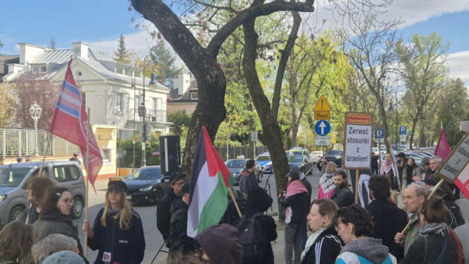 Protest pod ambasadą Izraela w Warszawie (30.04.2026)
