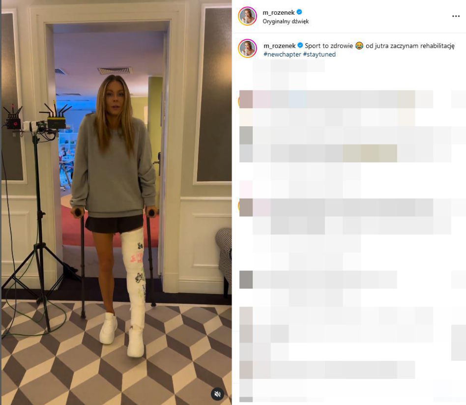 Gips Rozenek po wypadku żyje własnym życiem 