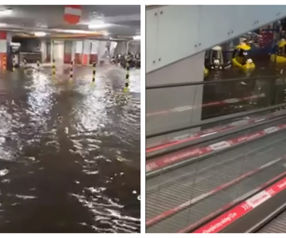 Dantejskie sceny w Atrium Copernicus. Zalany parking podziemny, panika wśród klientów 