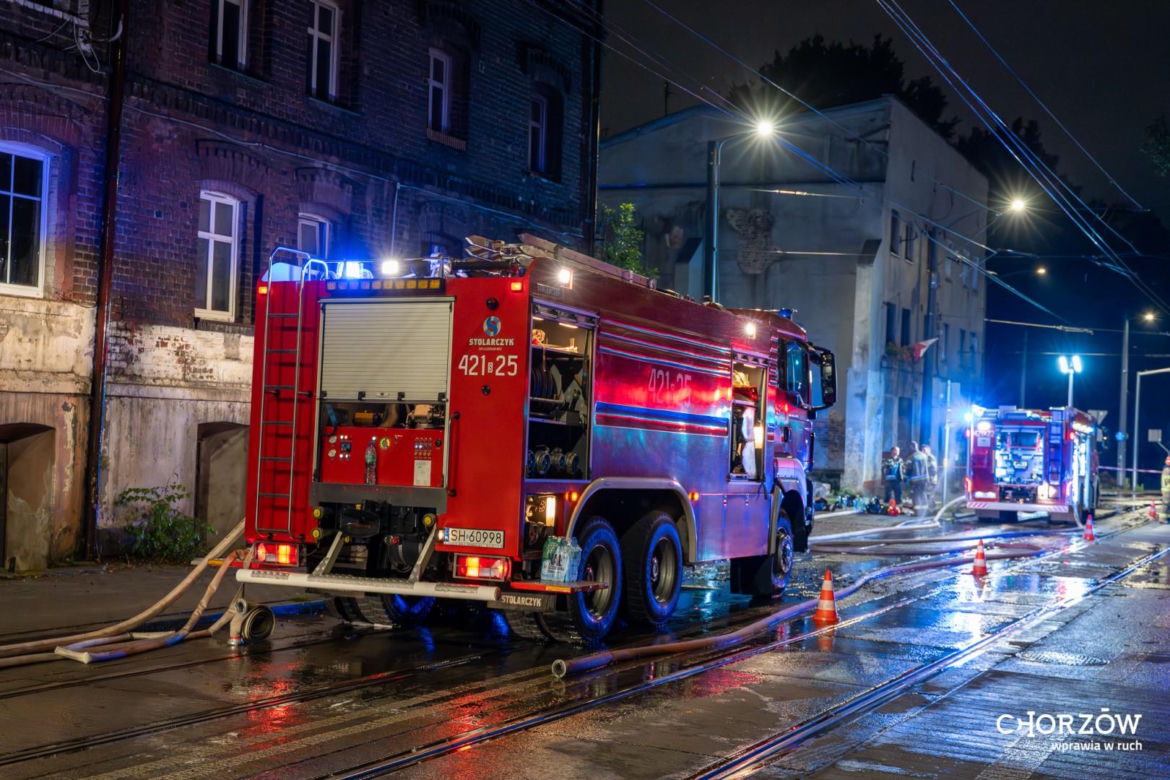 Pożar pustostanu w Chorzowie. 31-letni sprawca podpalenia usłyszał zarzuty