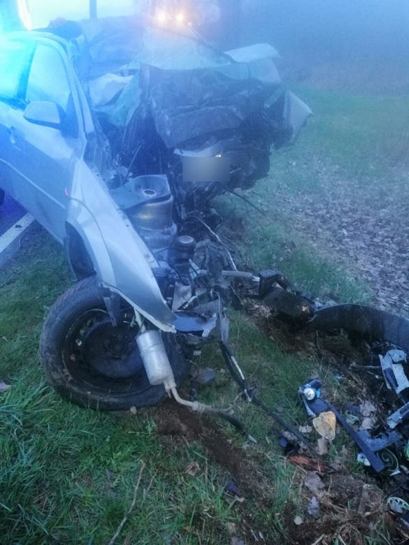 Ford roztrzaskał się na drzewie. 27-letni legniczanin zginął na miejscu