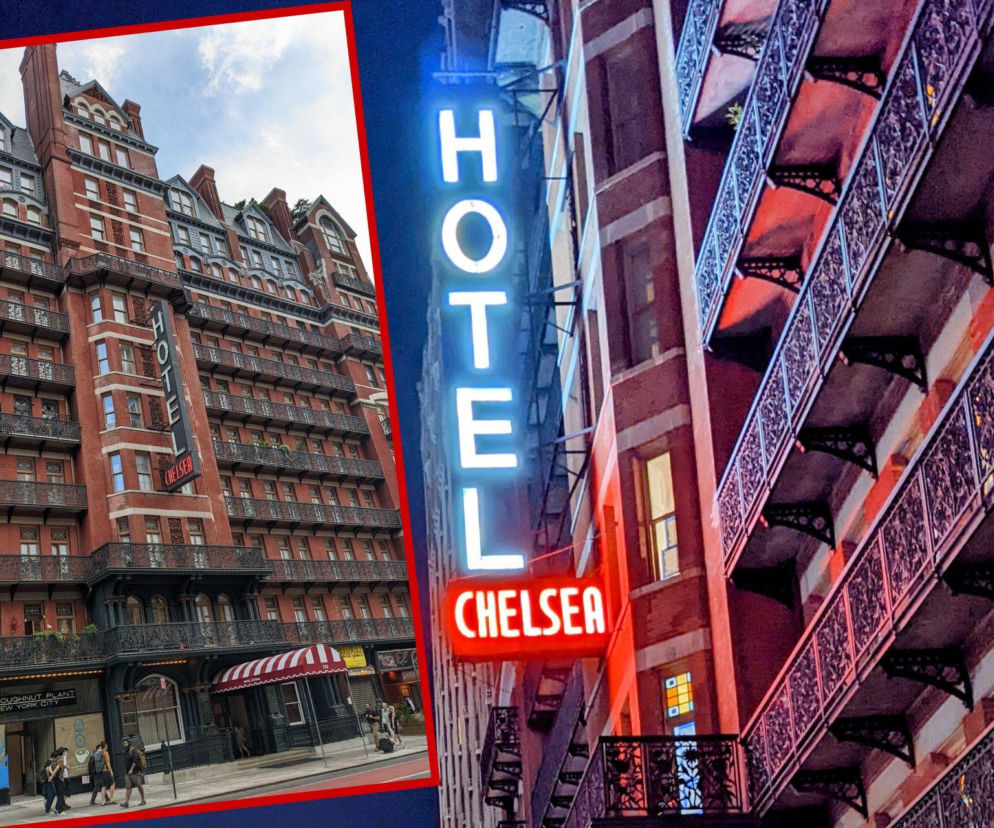 Fasada i neon Hotelu Chelsea w Nowym Jorku. O historii tej legendarnej kolebki rocka przeczytasz na EskaRock.