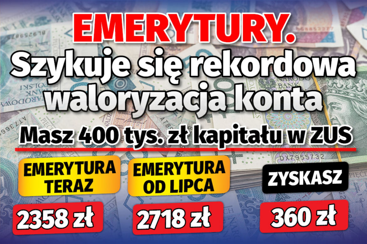 Emerytury. Szykuje się rekordowa waloryzacja konta