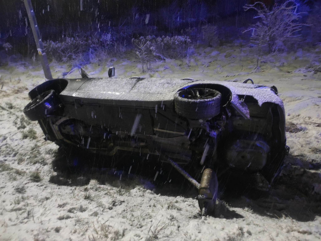 Przyszowice: Auto wyleciało z drogi. Dwie osoby trafiły do szpitala