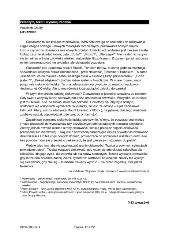 Próbny egzamin ósmoklasisty 2025: polski odpowiedzi, zadania, arkusze CKE, pytania
