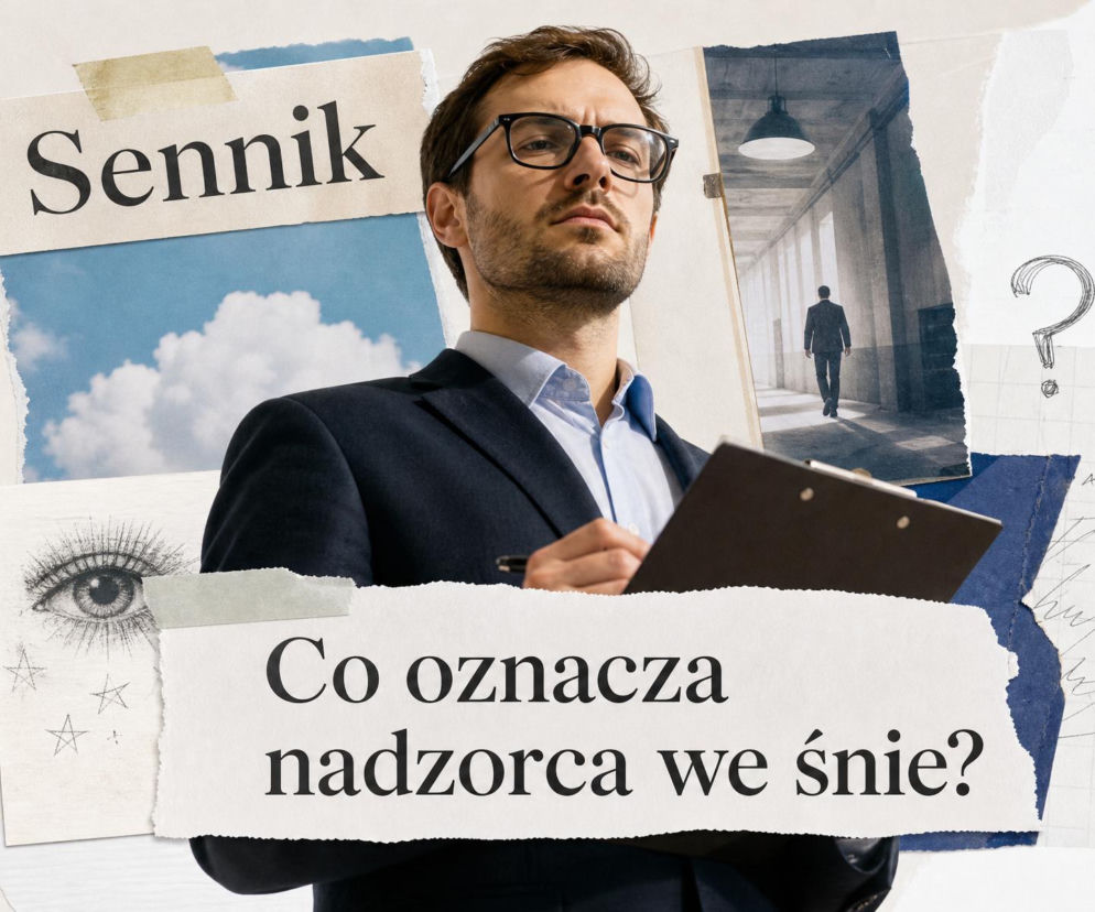 Mężczyzna z podkładką do pisania spogląda z góry. Na miniaturze obok postać w korytarzu. O snach w SE.