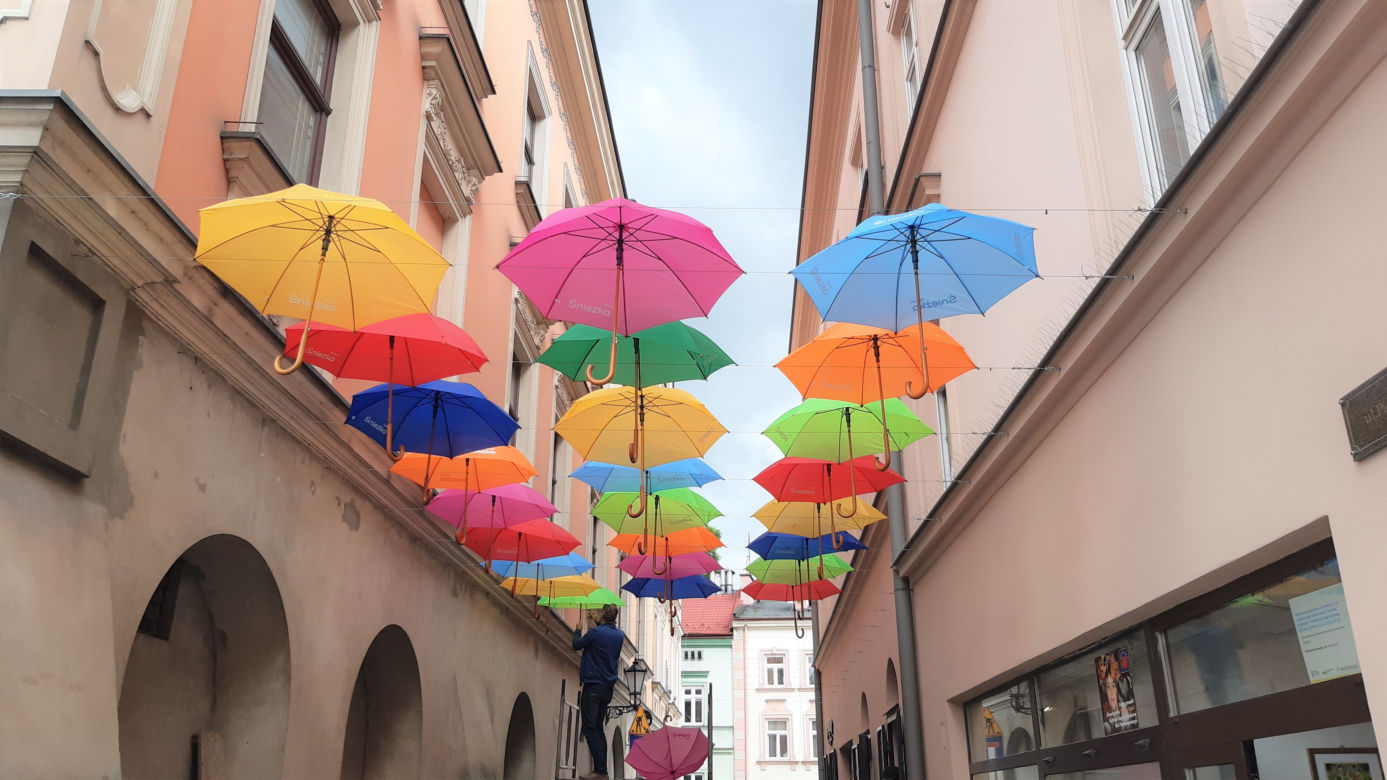 Kolorowe parasole znów wiszą na ulicy Piekarskiej