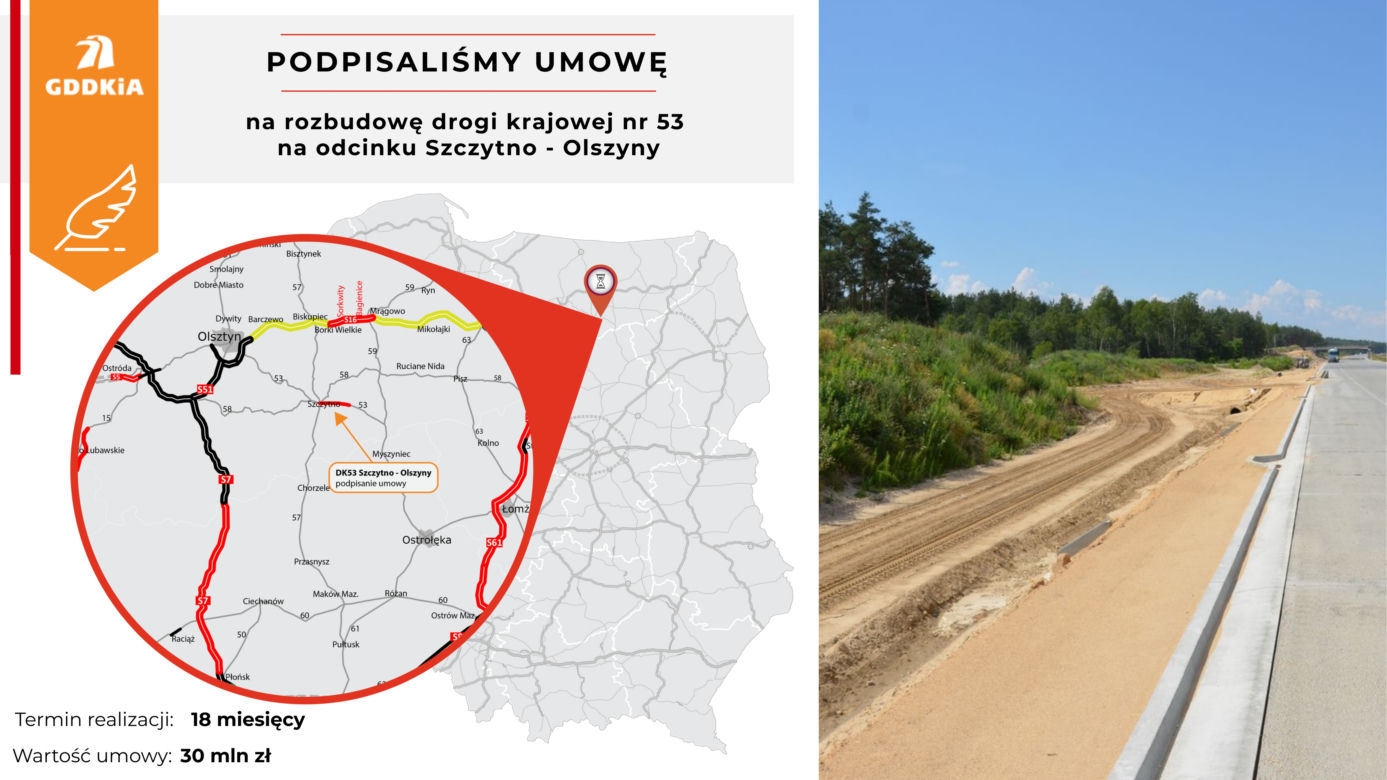 Rozbudowa drogi DK 53 na odcinku Szczytno - Olszyny