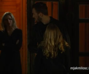 M jak miłość. Joasia (Barbara Kurdej-Szatan), Leszek Krajewski (Sławek Uniatowski), Nina (Agnieszka Judycka)