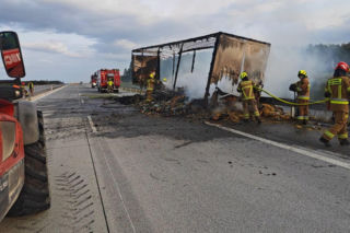 Pożar naczepy spowodował utrudnienia na A2 w powiecie siedleckim