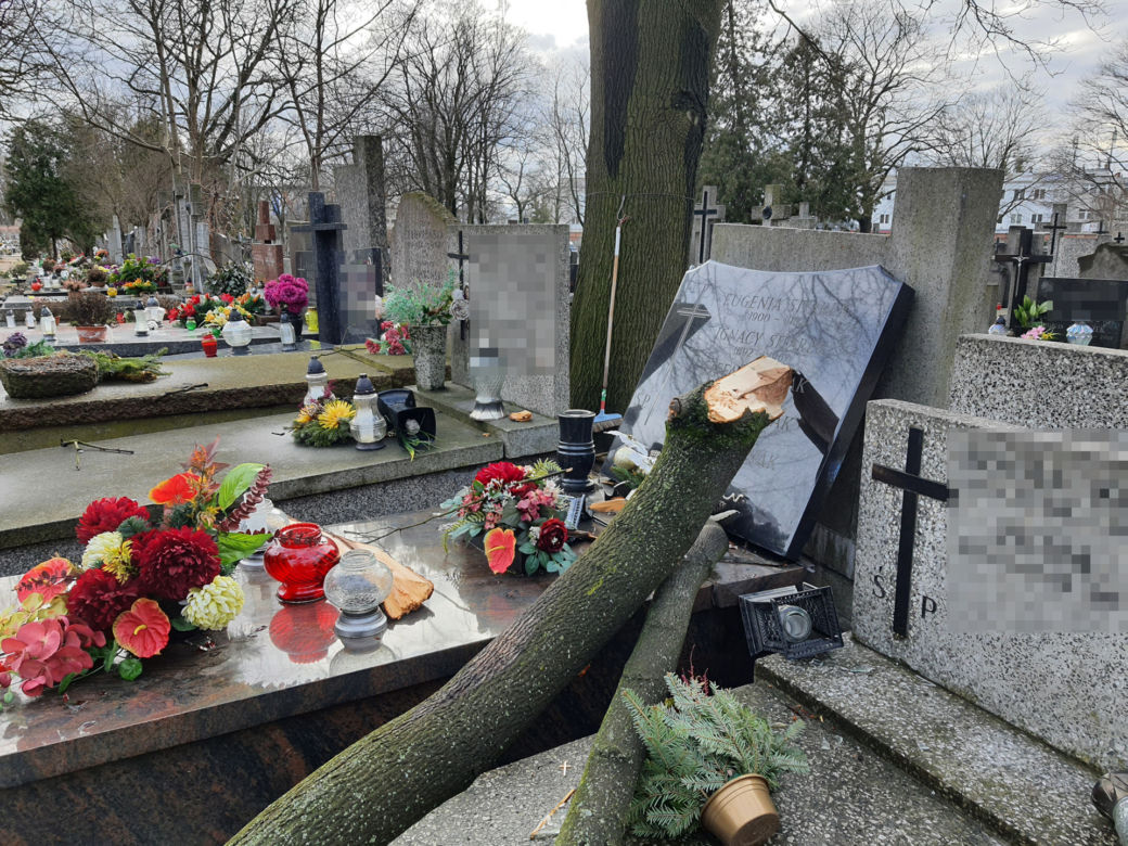 Wichura zdemolowała stołeczne nekropolie. Kompletna ruina na cmentarzach 