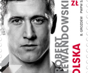 znaczek pocztowy z Robertem Lewandowskim