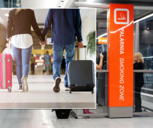 Utknęli w palarni na lotnisku w Warszawie. Samolot odleciał bez nich