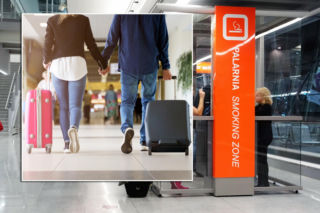 Utknęli w palarni na lotnisku w Warszawie. Samolot odleciał bez nich