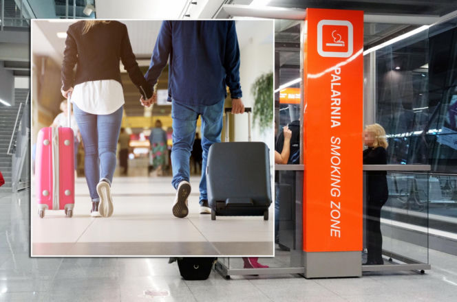 Utknęli w palarni na lotnisku w Warszawie. Samolot odleciał bez nich