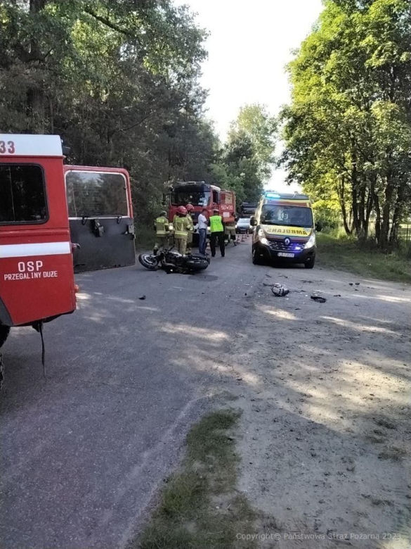 Pijany kierowca wjechał w motocyklistę. Na miejscu interweniował śmigłowiec LPR