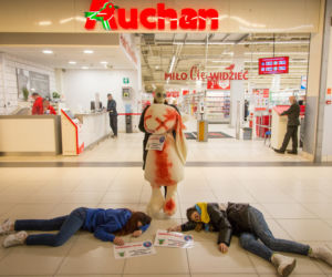 Protest przed Auchan