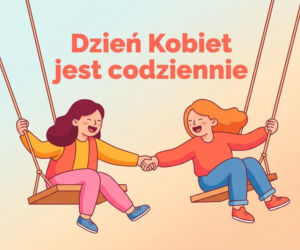 Przyjaciółki na huśtawkach na Dzień Kobiet