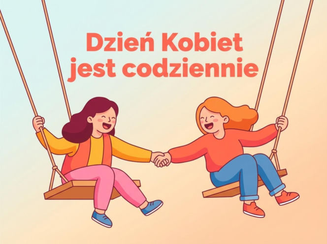 Przyjaciółki na huśtawkach na Dzień Kobiet