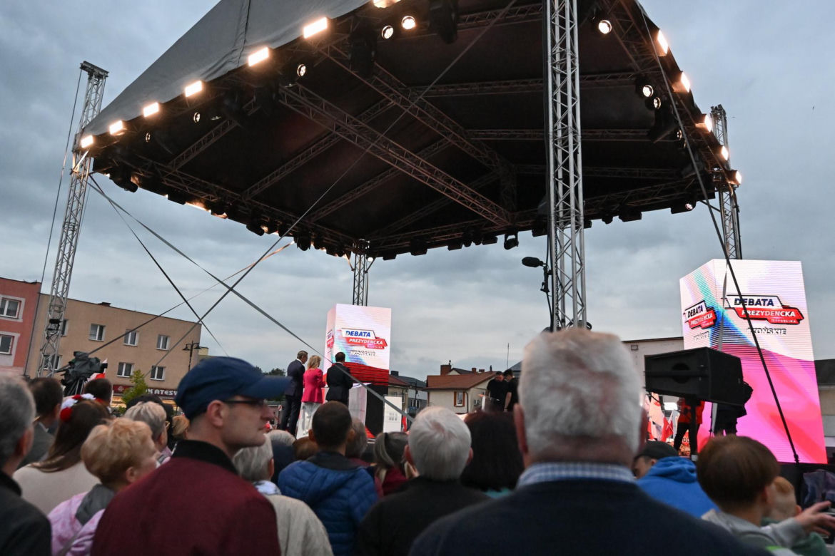 Karol Nawrocki na zorganizowanej przez telewizję Republika debacie przedwyborczej w Końskich