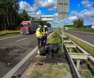 Łyski. Wypadek na S8. Ranny motocyklista