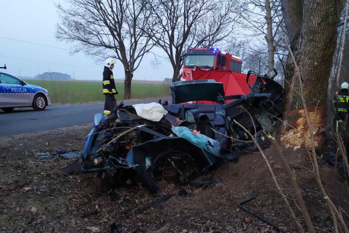 Bobrowo. Samochód osobowy ROZSTRZASKAŁ SIĘ o drzewo. NIE ŻYJE dwóch młodych mężczyzn