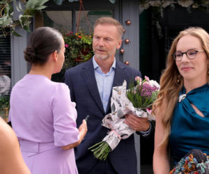 M jak miłość odc. 1903. Magda (Anna Mucha), Andrzej Budzyński (Krystian Wieczorek), Sylwia (Hanna Turnau)