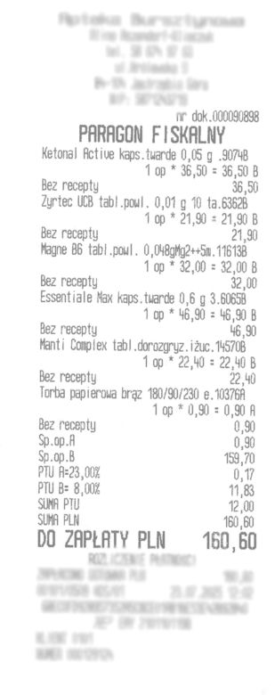 Paragony grozy z turystycznych aptek