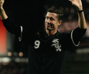 Robert Lewandowski na meczu baseballa Chicago White Sox