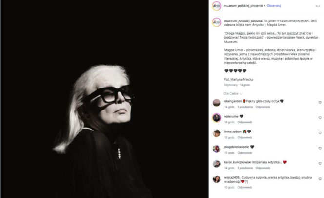 Magda Umer żegnana przez świat artystyczny