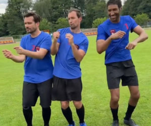 Barwy szczęścia nowy sezon na planie. Michał (Gamou Fall), Marcin Kodur (Oskar Stoczyński), Damian (Michał Lesień-Głowacki)